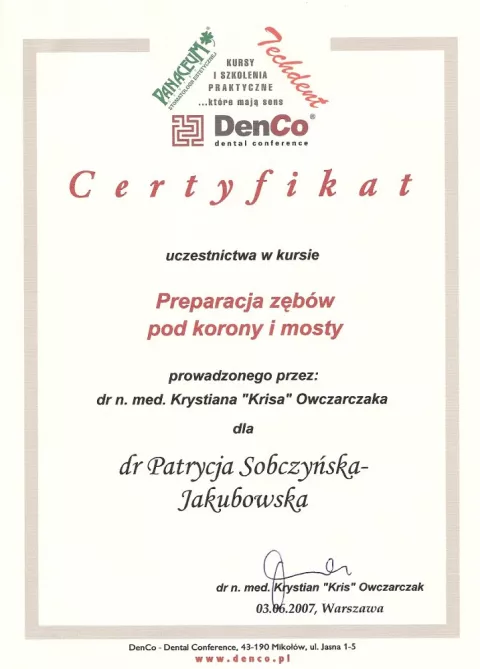 Preparacja zębów pod korony i mosty