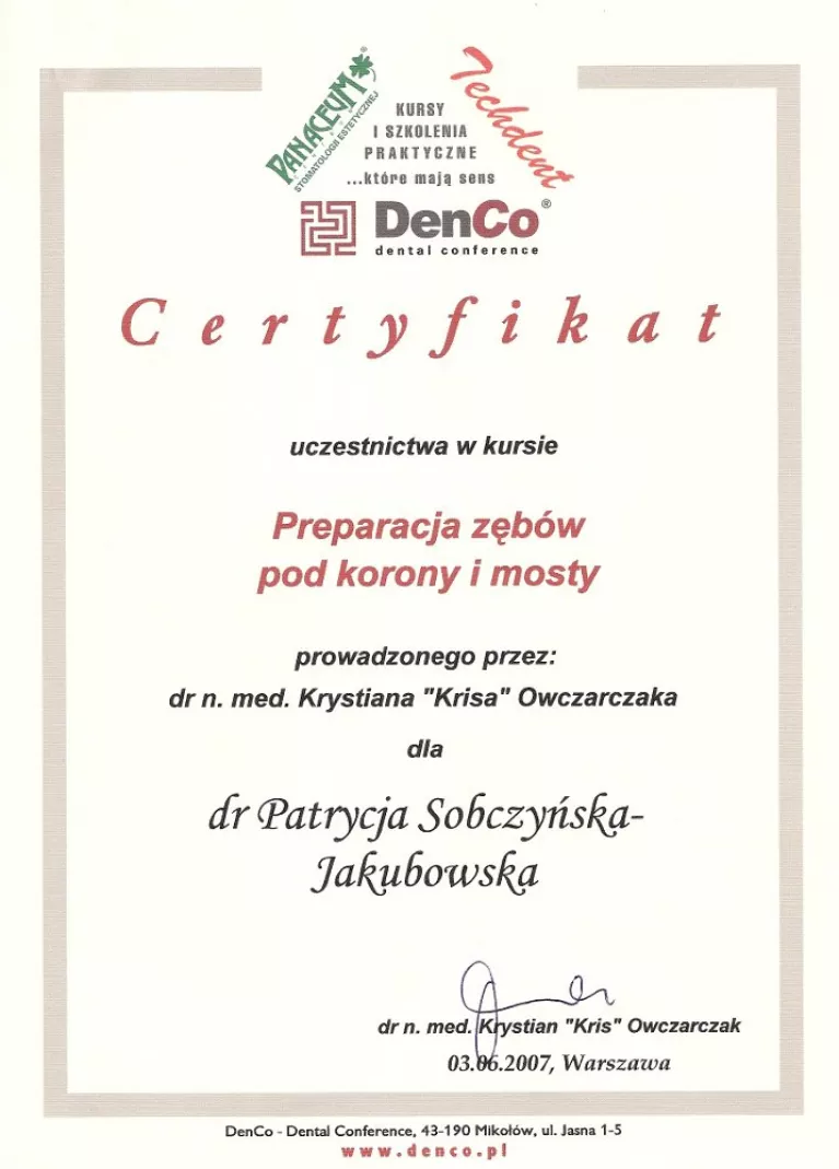 Preparacja zębów pod korony i mosty