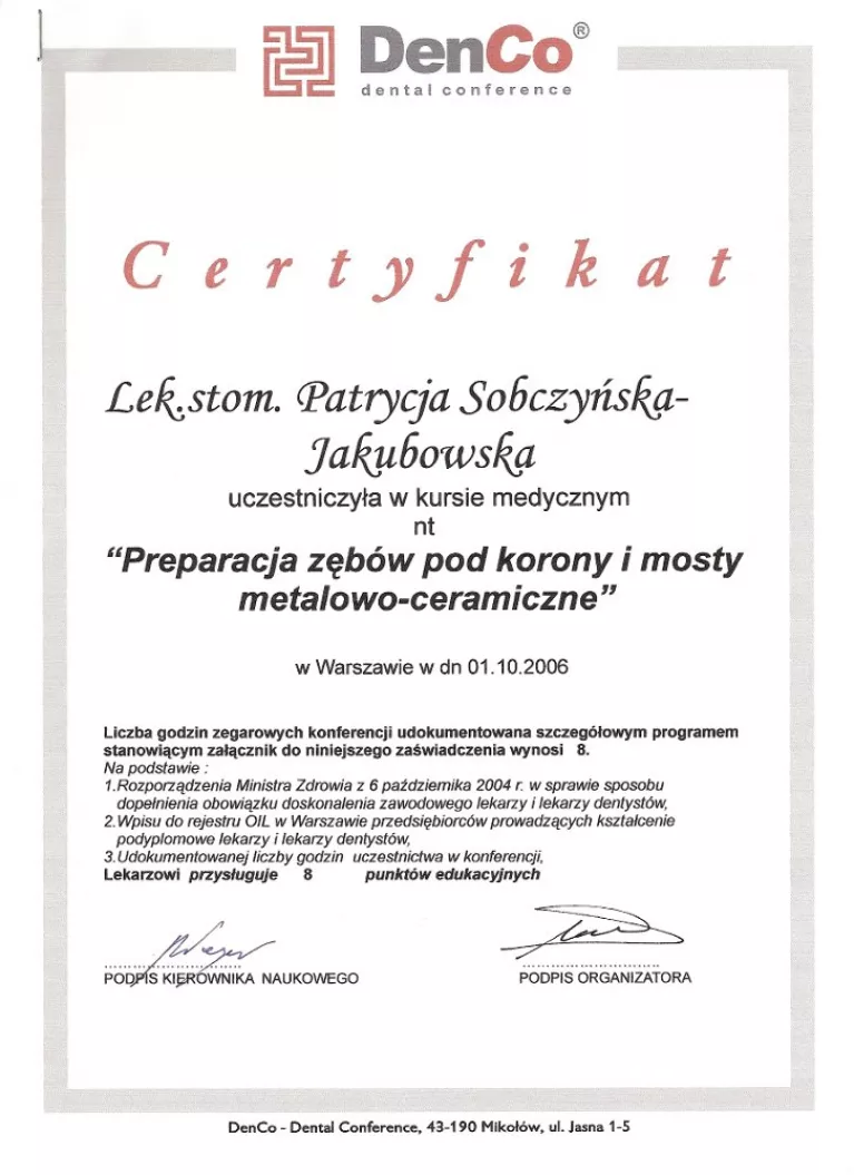Preparacja zębów pod korony i mosty metalowo-ceramiczne