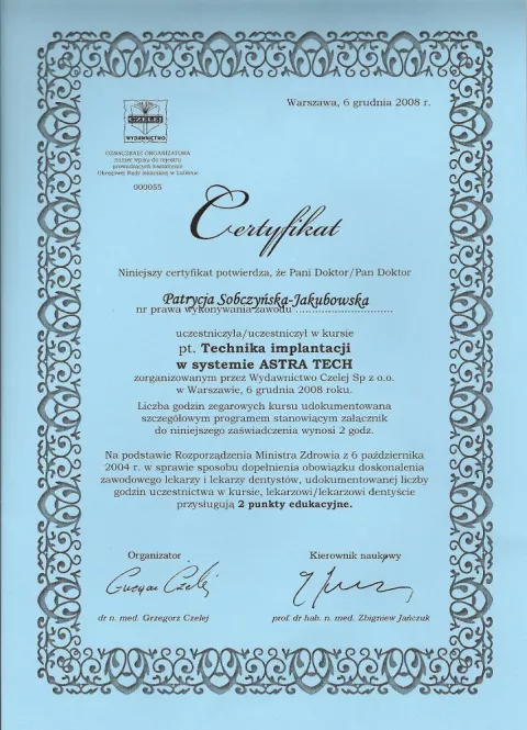 Technika implantacji Astra Tech