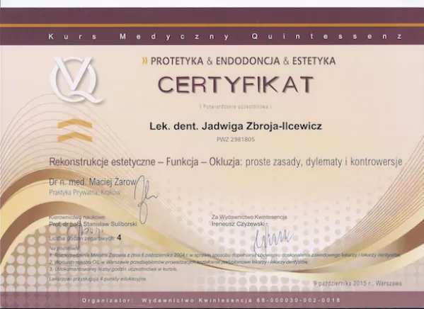 Rekonstrukcje estetyczne - funkcja - okluzja