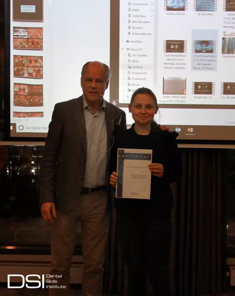 Dr Renata Samulak-Zielińska oraz profesor Georg H. Nentwig, twórca systemu implantologicznego Ankylos stosowanego w Parkowej